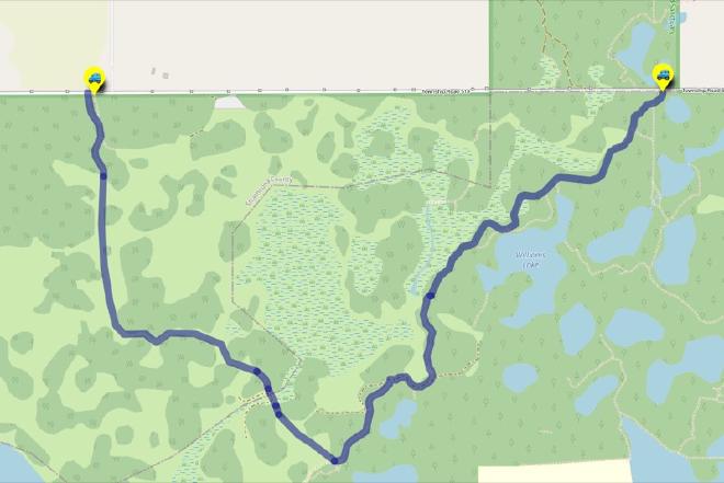 Hike route: Francis Edward Williams Trailhead to the UofA Access Road Gate